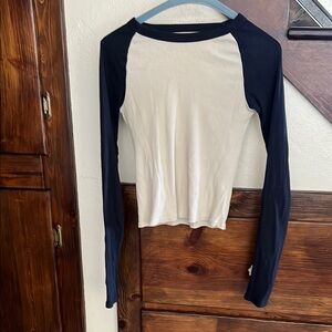 Classic Black and White Long Sleeve Women's Top
